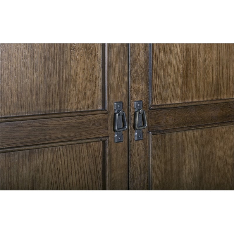 Pemberly Row Craftsman Mission 2-Door Solid Wood Armoire in Cherry