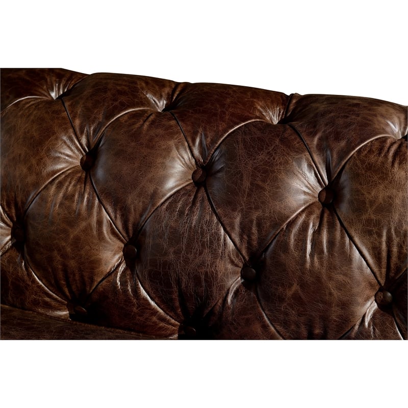 Pemberly Row Top Grain Leather Chesterfield 47