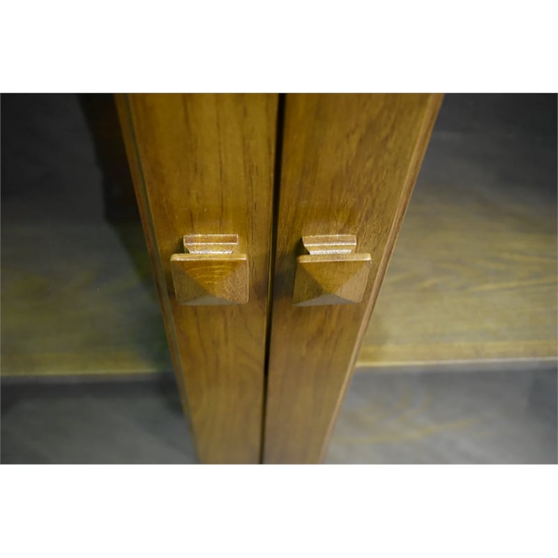 Pemberly Row Arts and Crafts Wood Curio Cabinet in Light Cherry