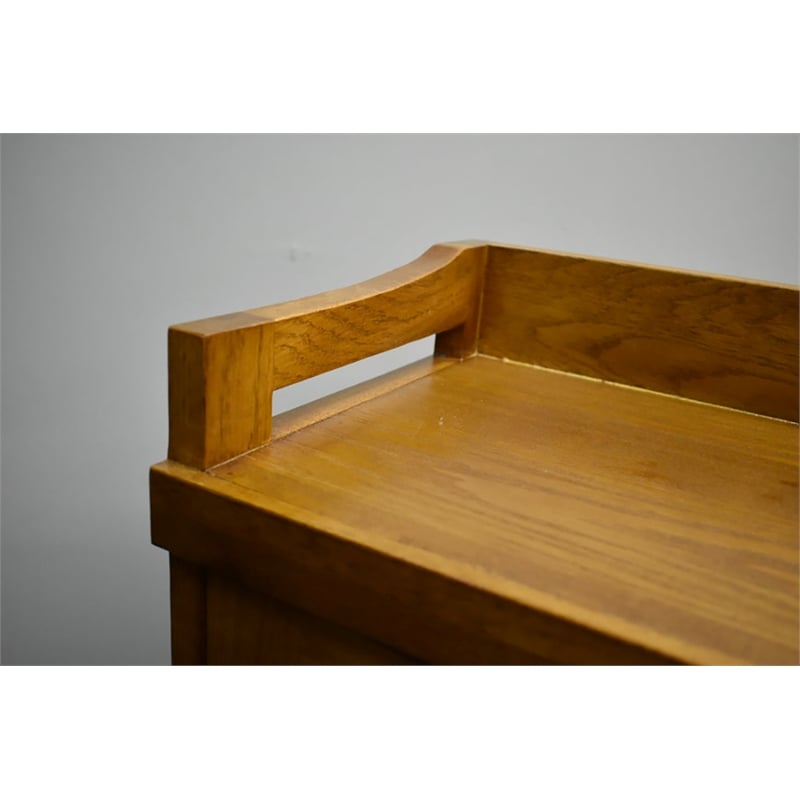 Pemberly Row Arts and Crafts Wood Curio Cabinet in Light Cherry