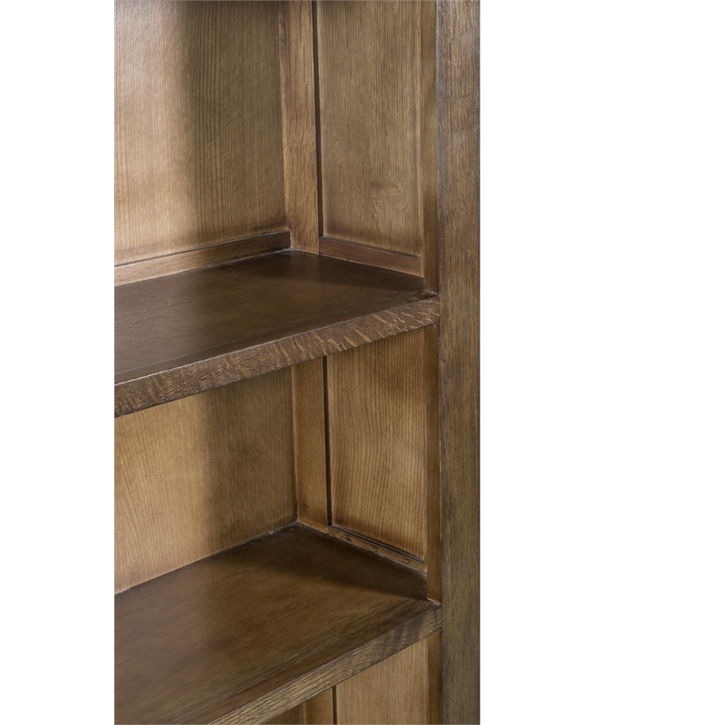 Pemberly Row Arts and Crafts Wood Open Shelf Bookcase in Oak/Walnut