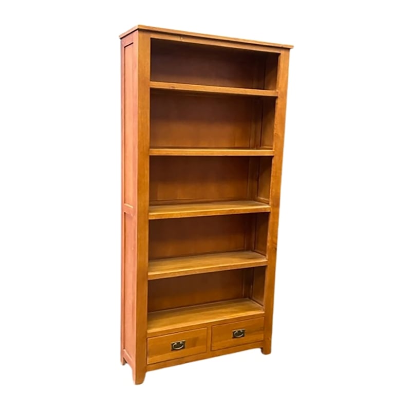 Pemberly Row Arts and Crafts Wood Open Shelf Bookcase in Cherry