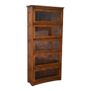 Pemberly Row Arts and Crafts 35.25&quot Wood Barrister Bookcase in Brown
