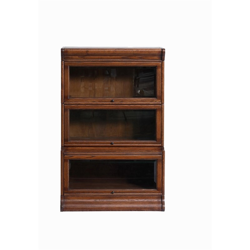Pemberly Row Arts and Crafts Wood Barrister Bookcase in Walnut