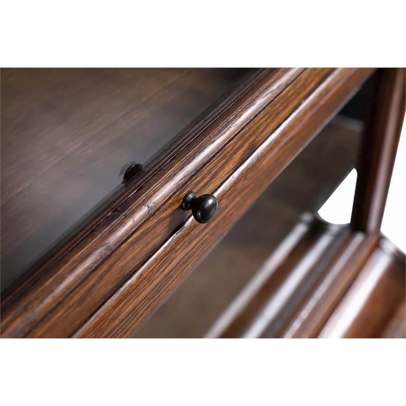 Pemberly Row Arts and Crafts Wood Barrister Bookcase in Walnut