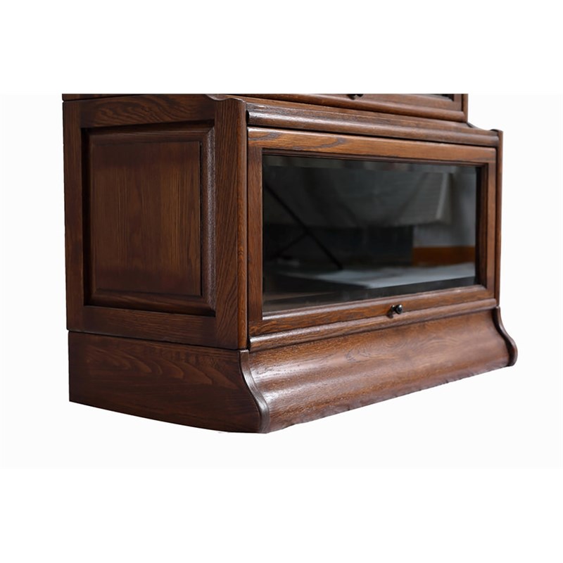 Pemberly Row Arts and Crafts Wood Barrister Bookcase in Walnut