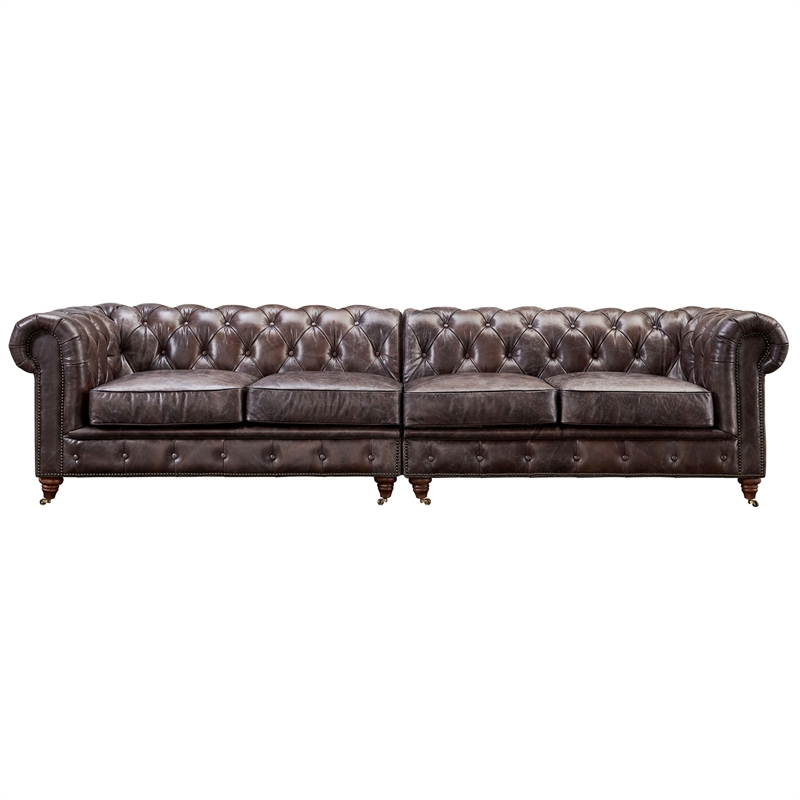 Pemberly Row Top Grain Leather Chesterfield 118