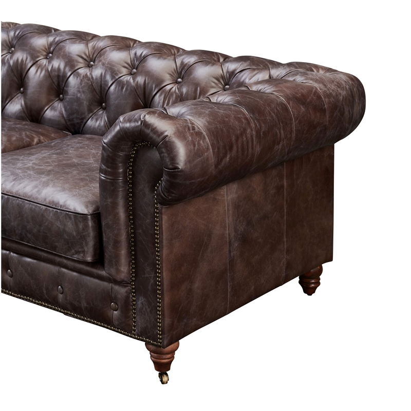 Pemberly Row Top Grain Leather Chesterfield 118