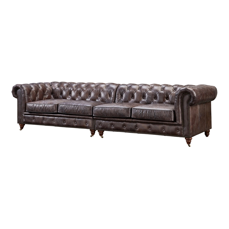 Pemberly Row Top Grain Leather Chesterfield 118