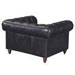 Pemberly Row Craftsman Mission Leather Arm Chair in Black Finish
