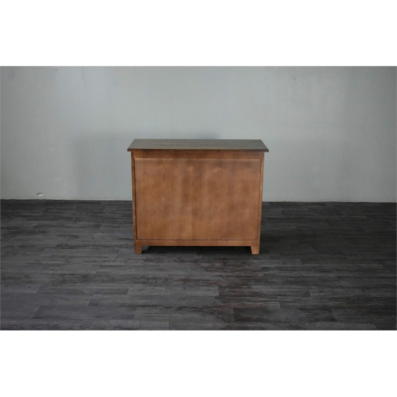 Pemberly Row Arts and Crafts 2-Door Solid Wood Cabinet in Walnut