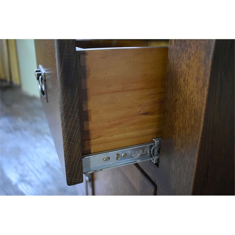Pemberly Row Arts and Crafts 2-Door Solid Wood Cabinet in Walnut