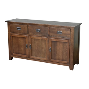 Pemberly Row Arts and Crafts 58.5&quot Solid Wood Sideboard in Walnut