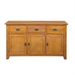 Pemberly Row Arts and Crafts 3-Door Solid Wood Sideboard in Cherry