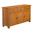Pemberly Row Arts and Crafts 3-Door Solid Wood Sideboard in Cherry