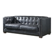 Pemberly Row Contemporary Italian Leather Sofa in Slate Finish
