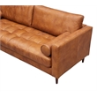 Pemberly Row Contemporary Italian Leather Sofa in Light Brown