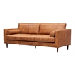 Pemberly Row Contemporary Italian Leather Sofa in Light Brown