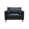 Pemberly Row Contemporary Italian Leather Arm Chair in Slate