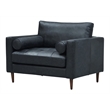 Pemberly Row Contemporary Italian Leather Arm Chair in Slate