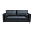 Pemberly Row Contemporary Italian Leather Loveseat in Slate Finish