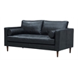 Pemberly Row Contemporary Italian Leather Loveseat in Slate Finish