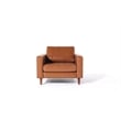 Pemberly Row PU Faux Leather & Wood Arm Chair in Light Brown