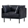Pemberly Row Contemporary Top-grain Italian Leather Arm Chair in Slate