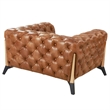 Pemberly Row Top Grain Leather Chesterfield Tufted Arm Chair in Light Brown