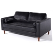 Pemberly Row Contemporary PU Faux Leather Loveseat in Black Finish