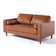 Pemberly Row Contemporary PU Faux Leather Loveseat in Brown Finish