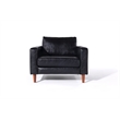 Pemberly Row Contemporary PU Faux Leather & Wood Arm Chair in Black