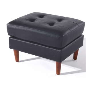 Pemberly Row Contemporary Faux Leather Ottoman/Footstool in Black
