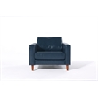 Pemberly Row Contemporary PU Faux Leather & Wood Arm Chair in Blue