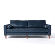 Pemberly Row Contemporary PU Faux Leather Sofa in Blue Finish