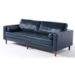 Pemberly Row Contemporary PU Faux Leather Sofa in Blue Finish