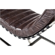 Pemberly Row Channeled Leather & Steel Chaise Lounge in Dark Brown