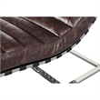 Pemberly Row Channeled Leather & Steel Chaise Lounge in Dark Brown