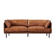 Pemberly Row Contemporary Leather Loveseat in Light Brown/Black