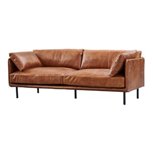 Pemberly Row Contemporary Leather Loveseat in Light Brown/Black