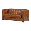 Pemberly Row Contemporary Leather Arm Chair in Light Brown Finish