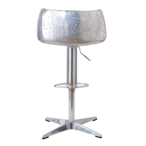 Pemberly Row 30-39&quot Leather & Metal Bar Stool in Brown/Silver