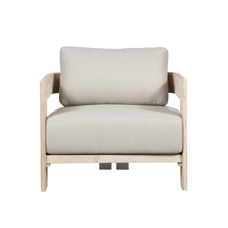Pemberly Row Outdoor Solid Teak Wood Chair Natural look - Grey fabric