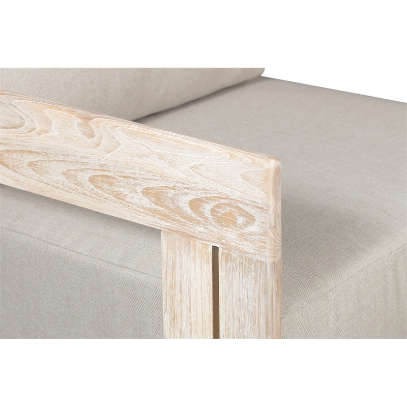Pemberly Row Outdoor Solid Teak Wood Chair Natural look - Grey fabric
