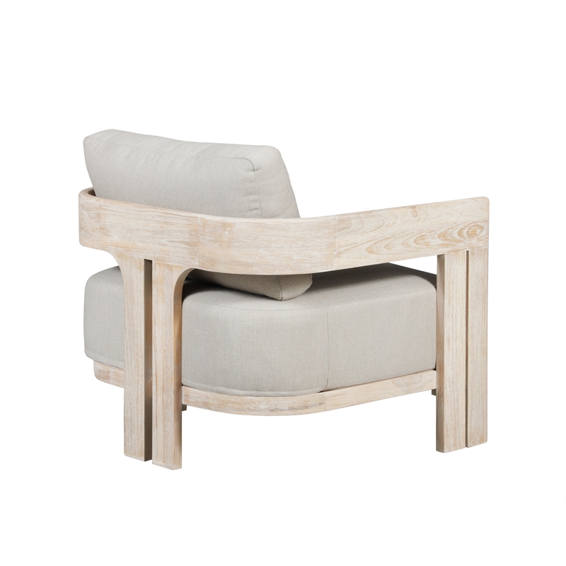 Pemberly Row Outdoor Solid Teak Wood Chair Natural look - Grey fabric