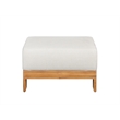 Pemberly Row Contemporary Outdoor Solid Teak Wood Ottoman - Gray Fabric