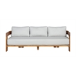Pemberly Row Outdoor Solid Teak Wood Sofa - Light Gray Fabric