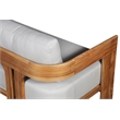 Pemberly Row Outdoor Solid Teak Wood Sofa - Light Gray Fabric