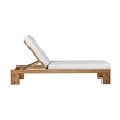 Pemberly Row Contemporary Outdoor Teak Chaise - Light Gray Fabric