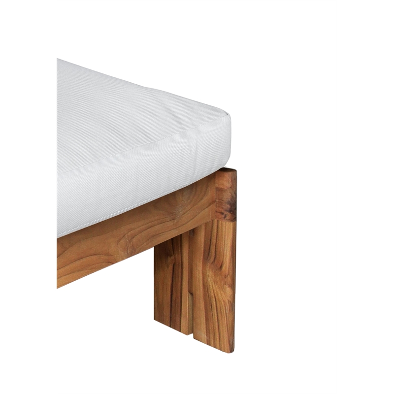 Pemberly Row Contemporary Outdoor Teak Chaise - Light Gray Fabric